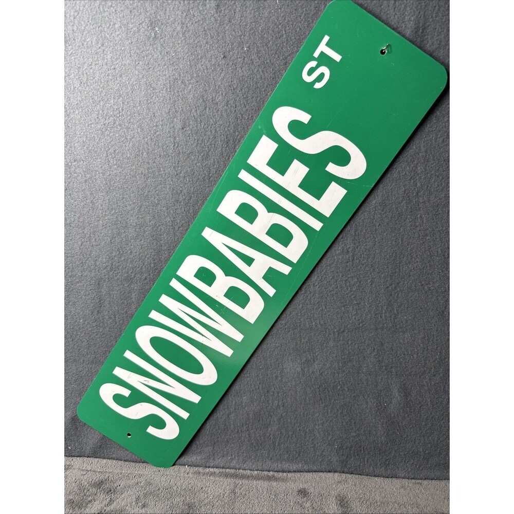 Vintage Green Metal Street Sign Snowbabies St Heavy Duty Custom Wall Decor 24"